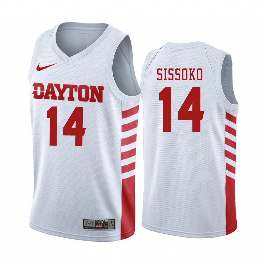 Men #14 Moulaye Sissoko Dayton Flyers College Basketball Jerseys Sale-White